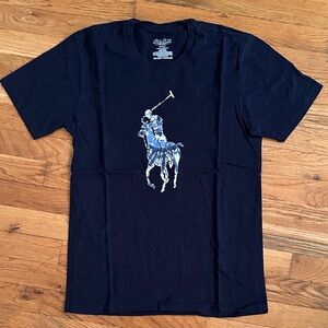 Polo by Ralph Lauren Men's Black Tee with Blue Logo